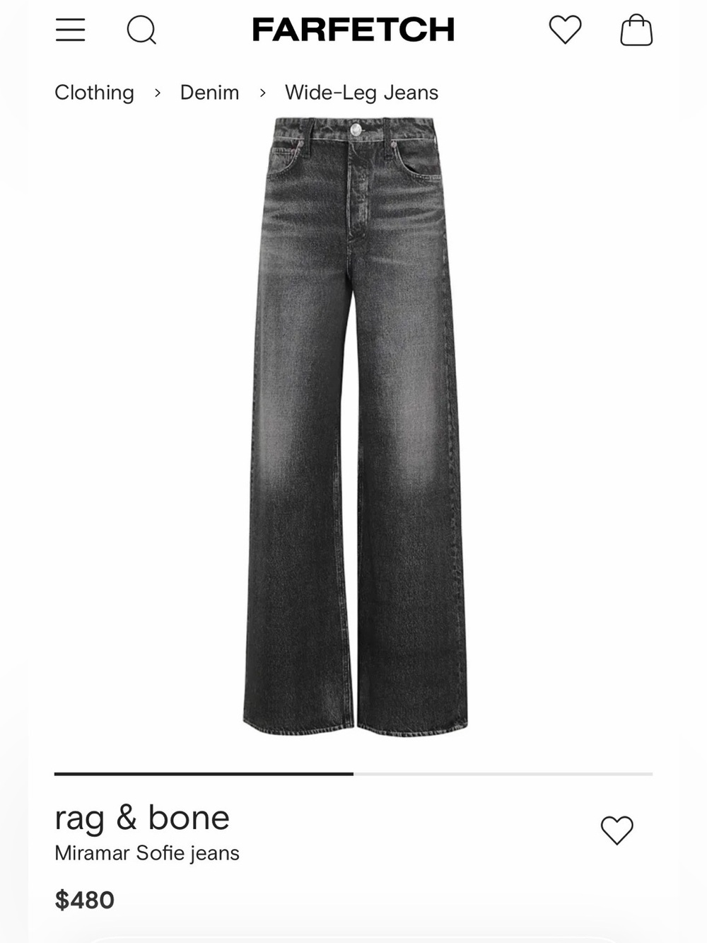 rag & bone Miramar Sofie Wide-Leg Jeans — Charcoal Black Wash